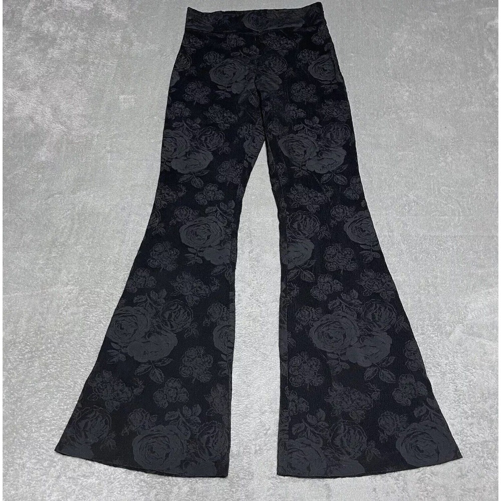 ANIYE BY Pants‎ Womens XS Black Floral Flare Leg Floral Lace Designer Career